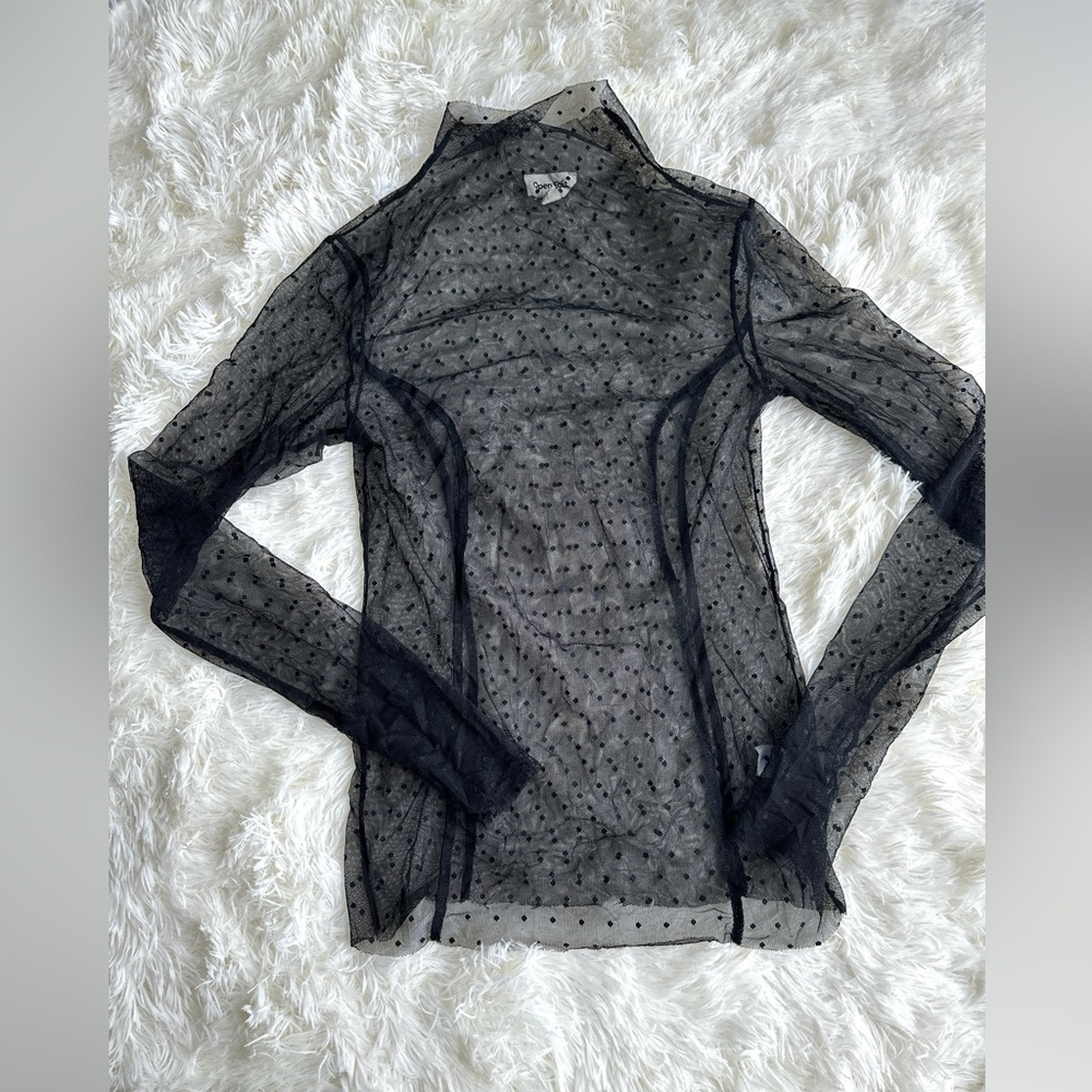 Open Edit | Black Polka Dot Sheer Top